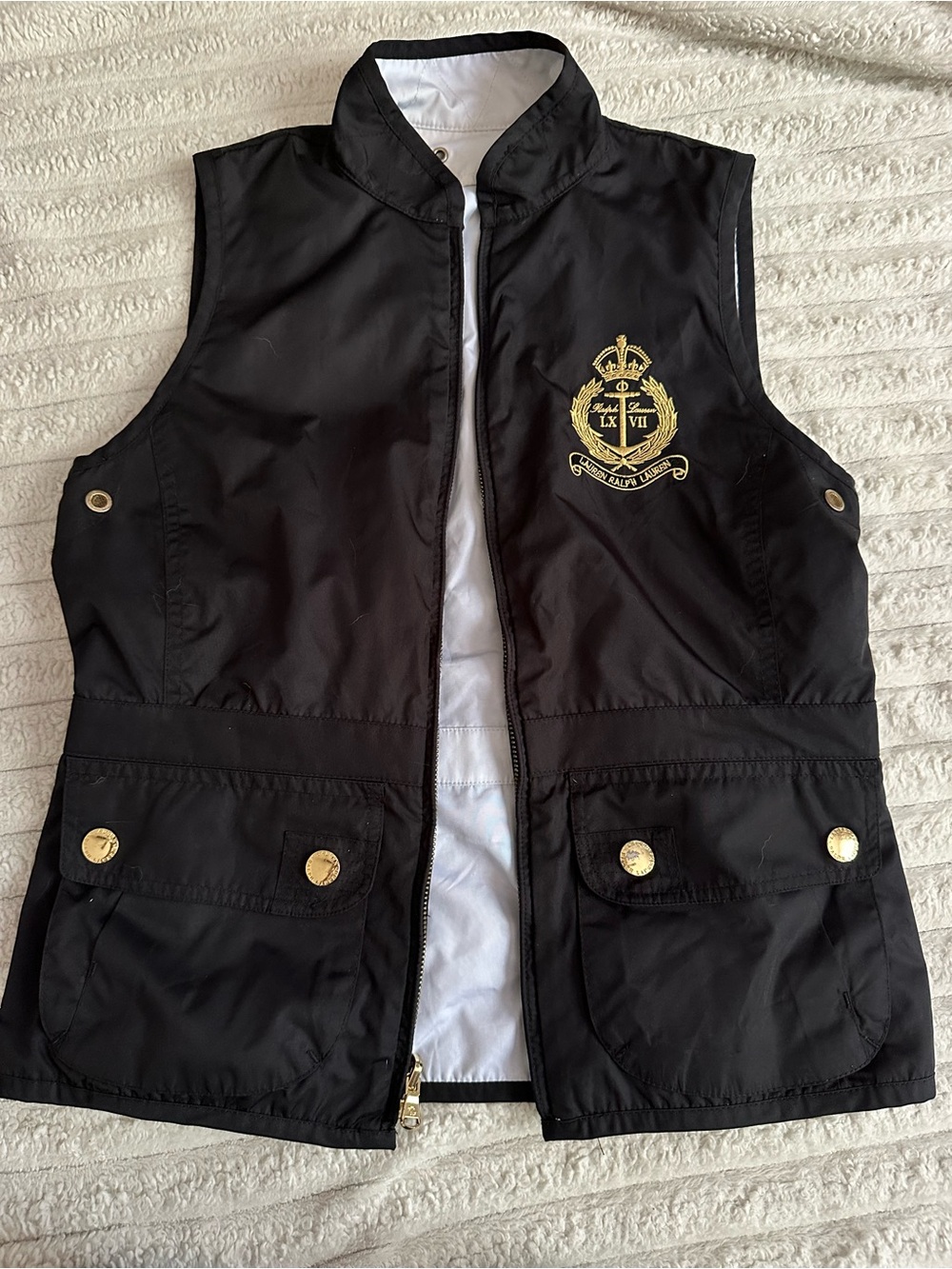 Lauren Ralph Lauren Black Kids Crest-Embroidered Vest